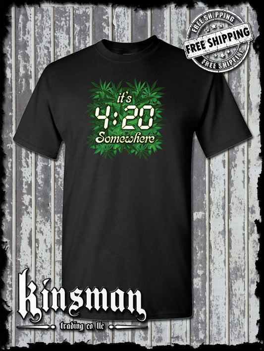 It's 420 Somewhere Weed Pot Leaf Marijuana Cannabis T-Shirt