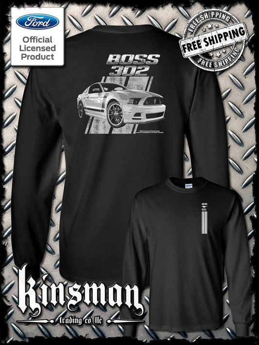 Ford Boss 302 Mustang 50 Years 2-Sided Long Sleeve T-Shirt - Official Licensed Product
