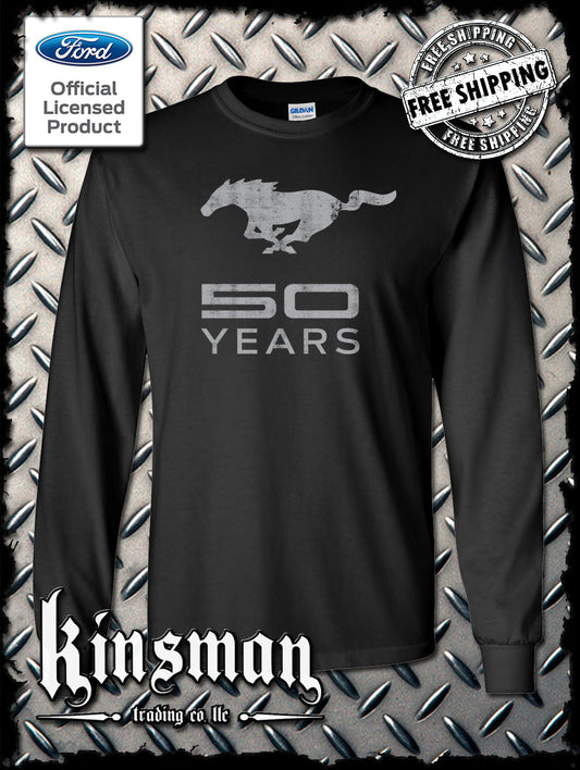Ford Mustang 50 Years Logo Long Sleeve T-Shirt - Official Licensed Product