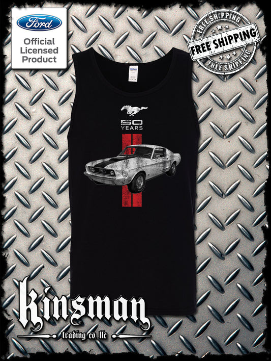 Ford Mustang 50 Years Red Stripe Tank Top T-Shirt - Official Licensed Product