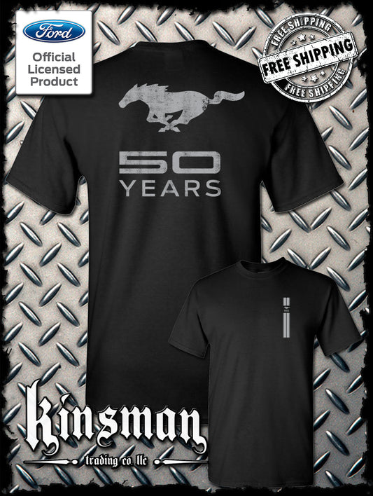 Ford Mustang 50 Years Logo 2-Sided T-Shirt - Official Licensed Product