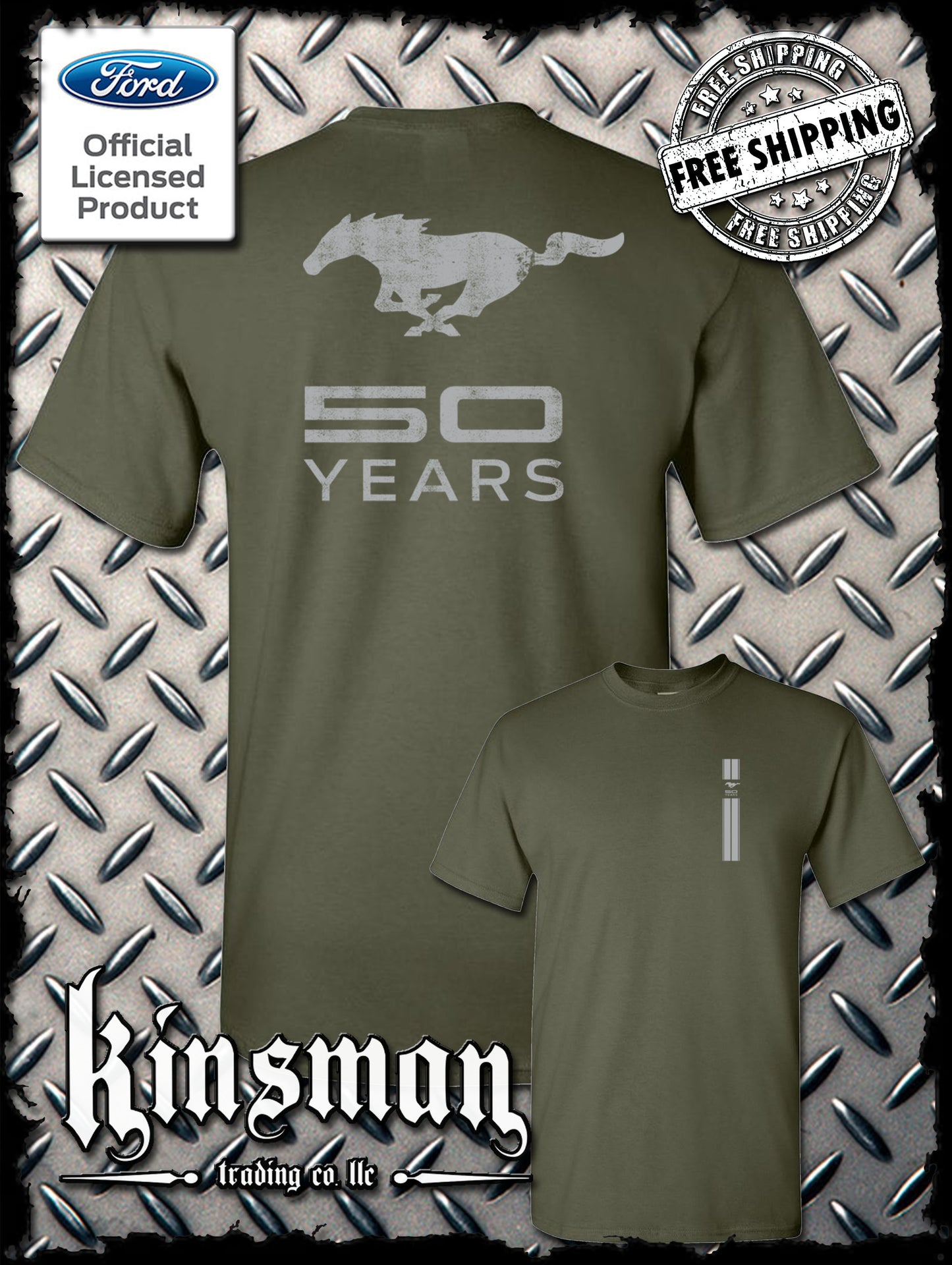 Ford Mustang 50 Years Logo 2-Sided T-Shirt - Official Licensed Product