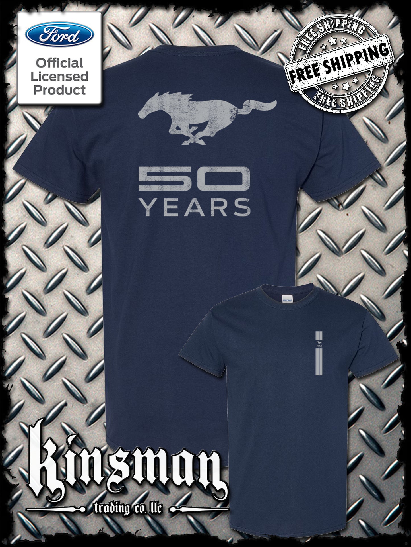 Ford Mustang 50 Years Logo 2-Sided T-Shirt - Official Licensed Product