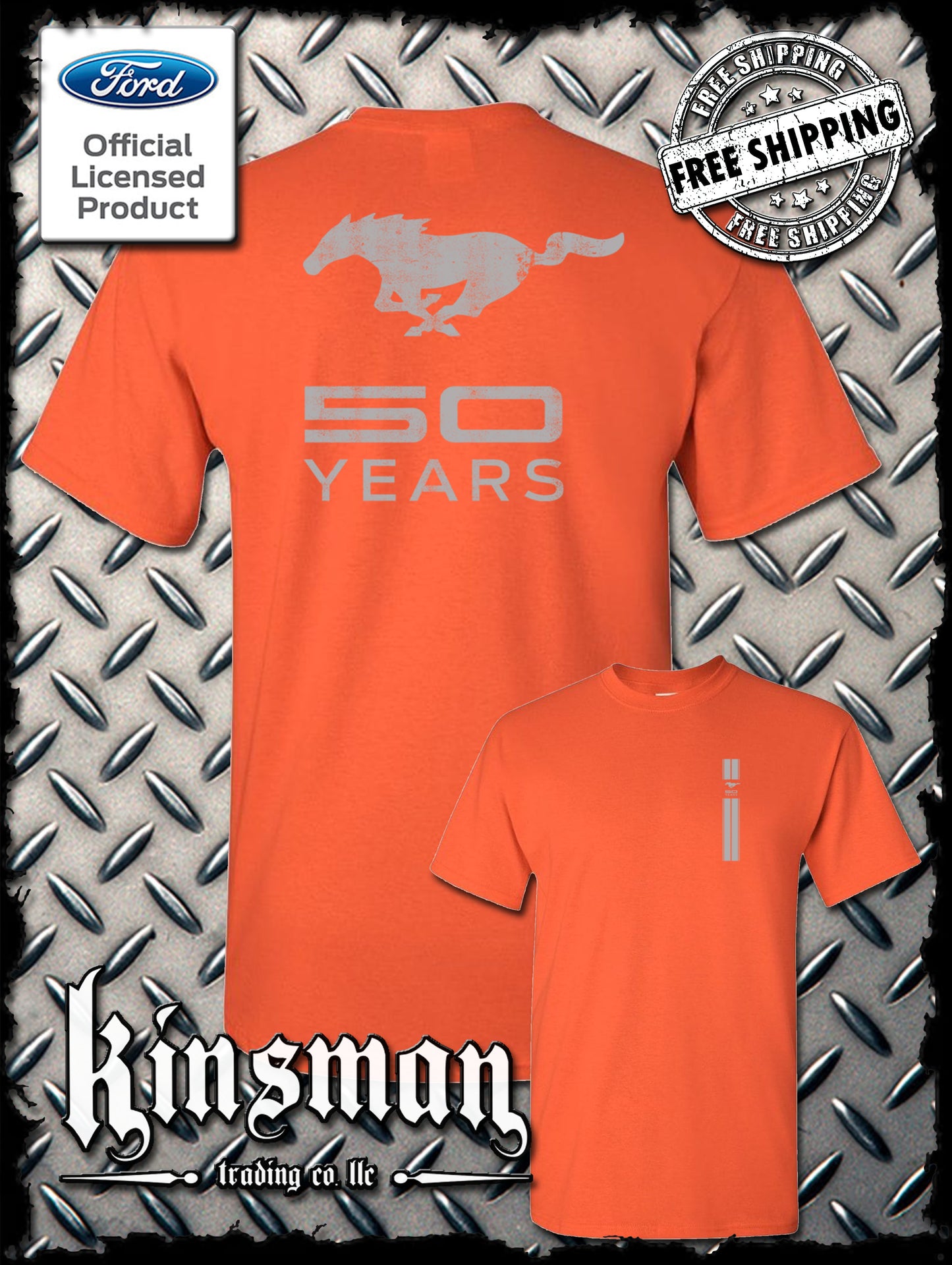 Ford Mustang 50 Years Logo 2-Sided T-Shirt - Official Licensed Product
