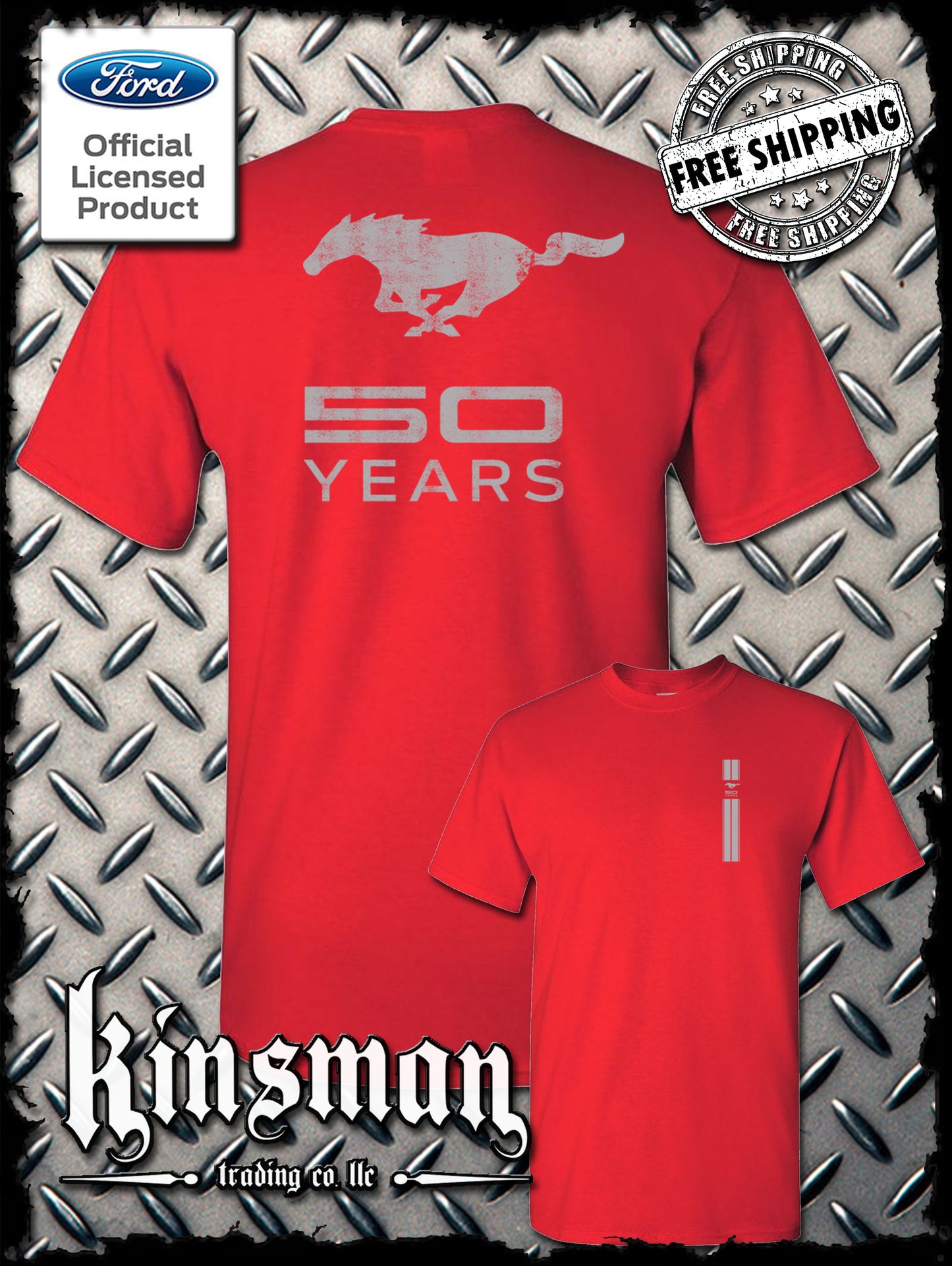 Ford Mustang 50 Years Logo 2-Sided T-Shirt - Official Licensed Product