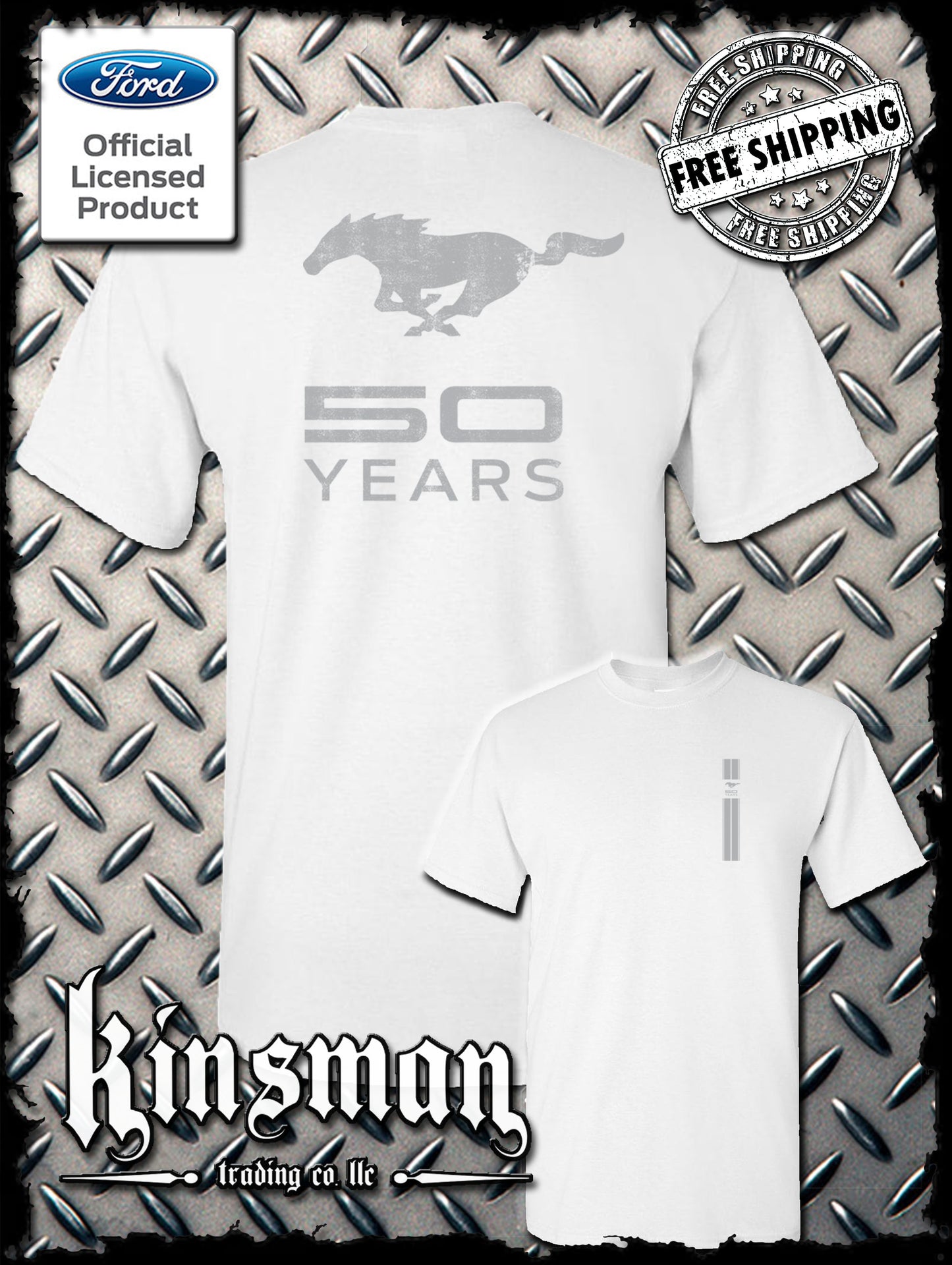 Ford Mustang 50 Years Logo 2-Sided T-Shirt - Official Licensed Product