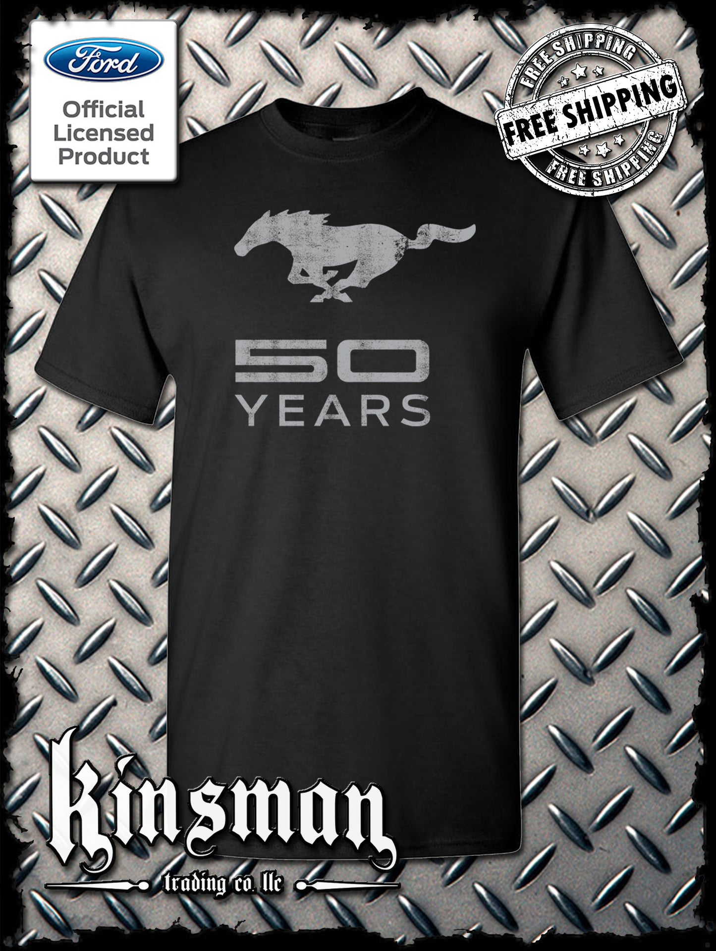 Ford Mustang 50 Years Logo T-Shirt - Official Licensed Product