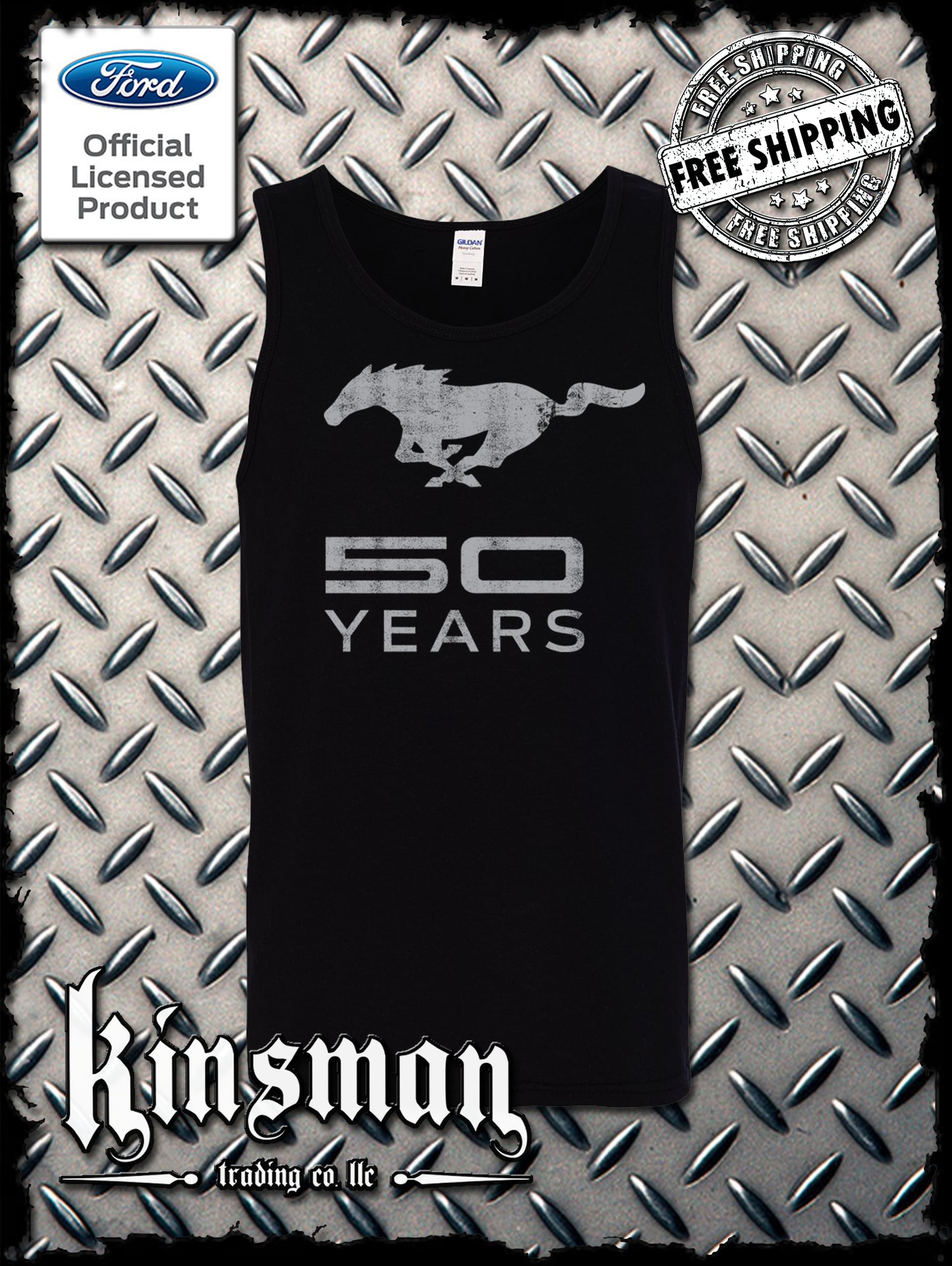 Ford Mustang 50 Years Logo Tank Top T-Shirt - Official Licensed Product