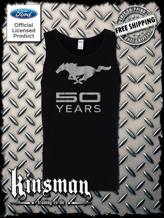 Ford Mustang 50 Years Logo Tank Top T-Shirt - Official Licensed Product