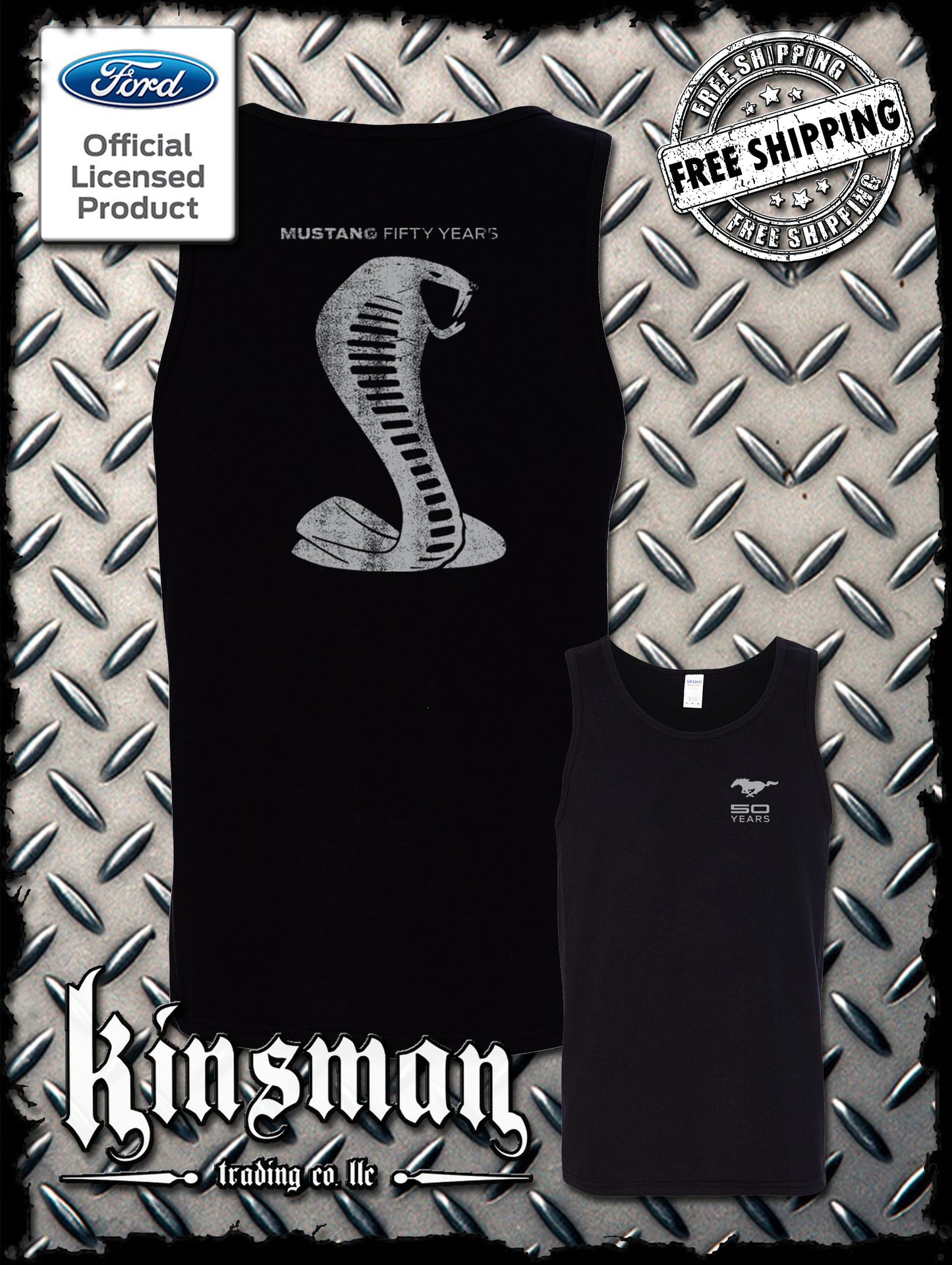 Ford Mustang / Carroll Shelby Cobra 50 Years 2-Sided Tank Top T-Shirt