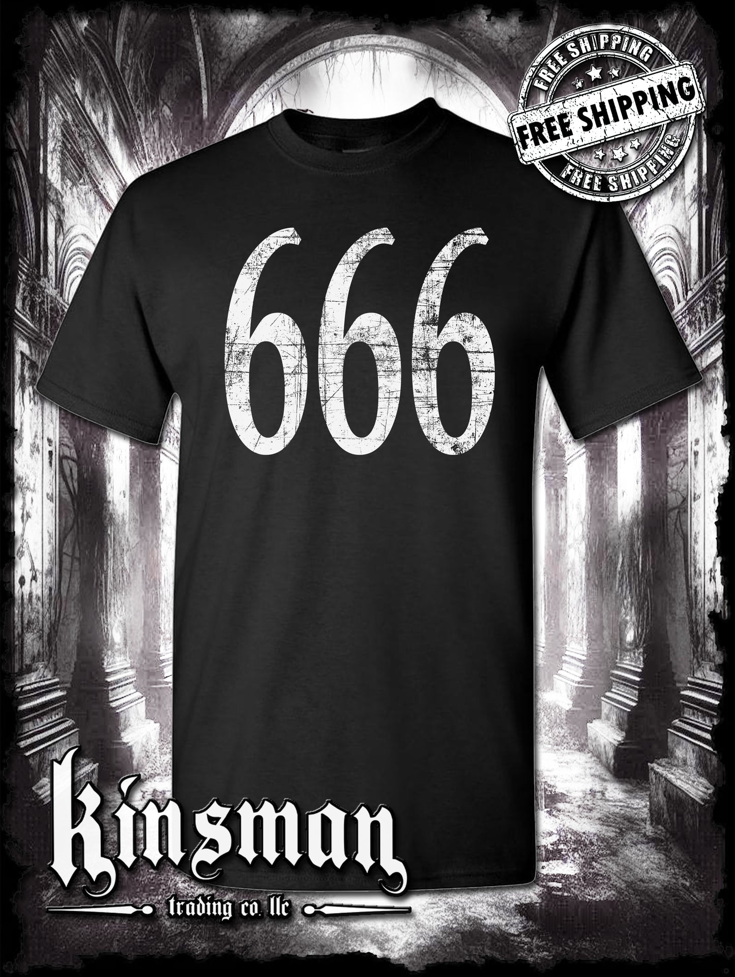 666 T-Shirt - Triple Six Horror Satanic Halloween Punk Rock Metal Concert Tee