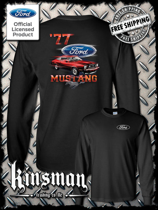 77 Mustang Ford 2-Sided Long Sleeve T-Shirt - Official Licensed Product