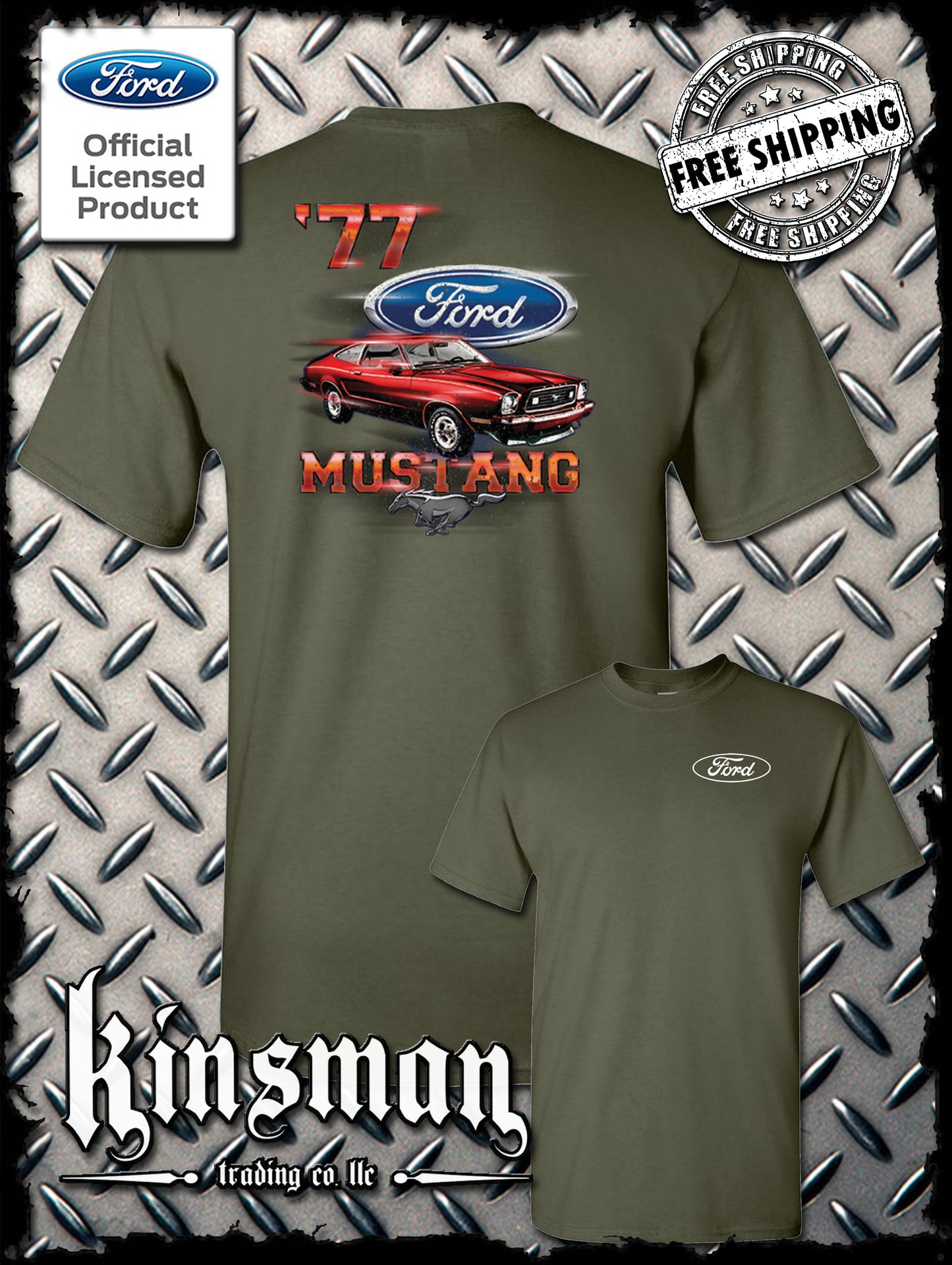 77 Mustang Ford 2-Sided T-Shirt - Official Licensed Product