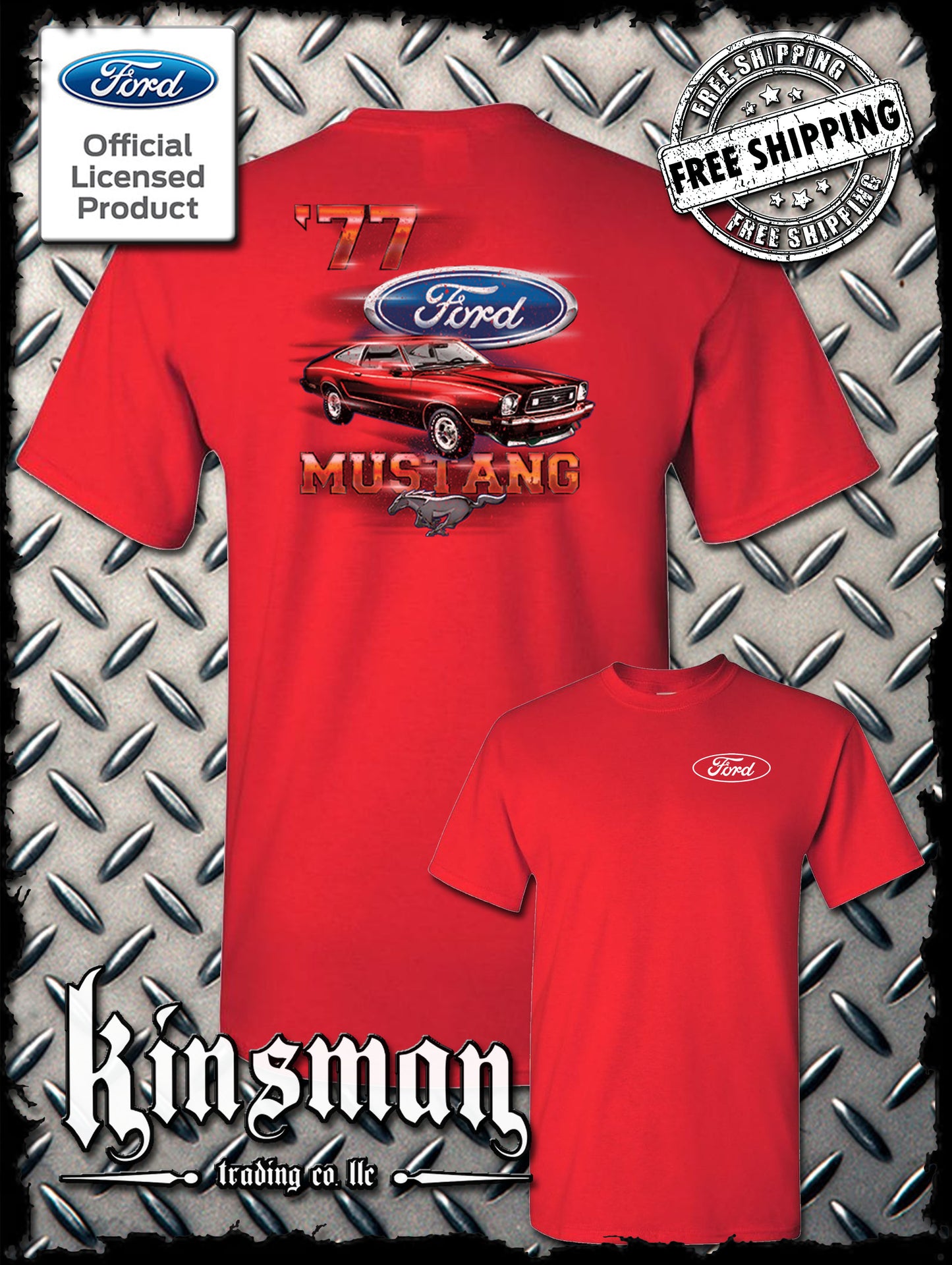 77 Mustang Ford 2-Sided T-Shirt - Official Licensed Product
