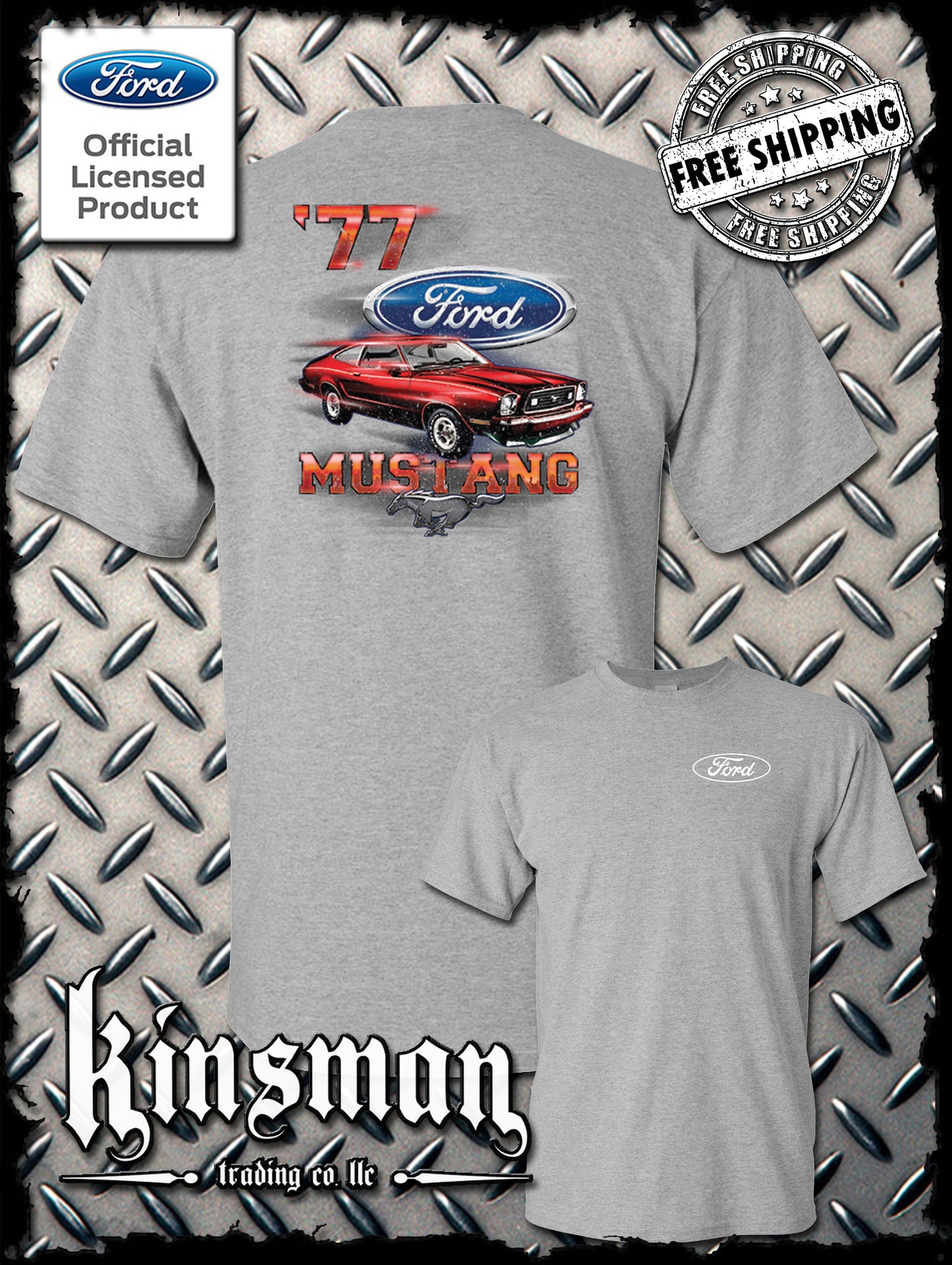 77 Mustang Ford 2-Sided T-Shirt - Official Licensed Product