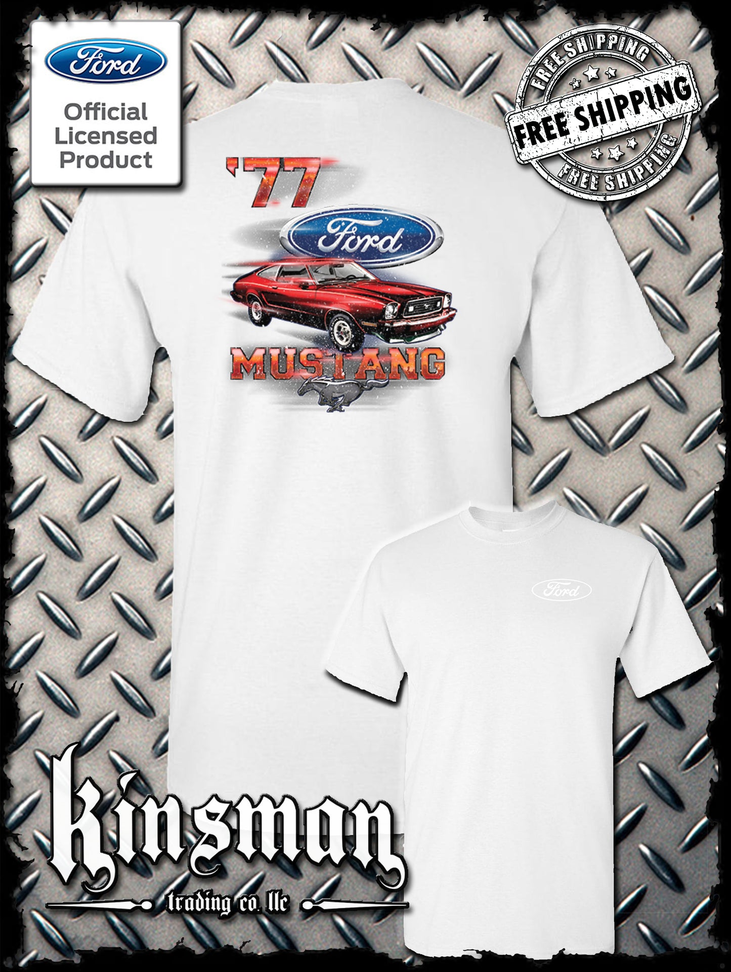 77 Mustang Ford 2-Sided T-Shirt - Official Licensed Product