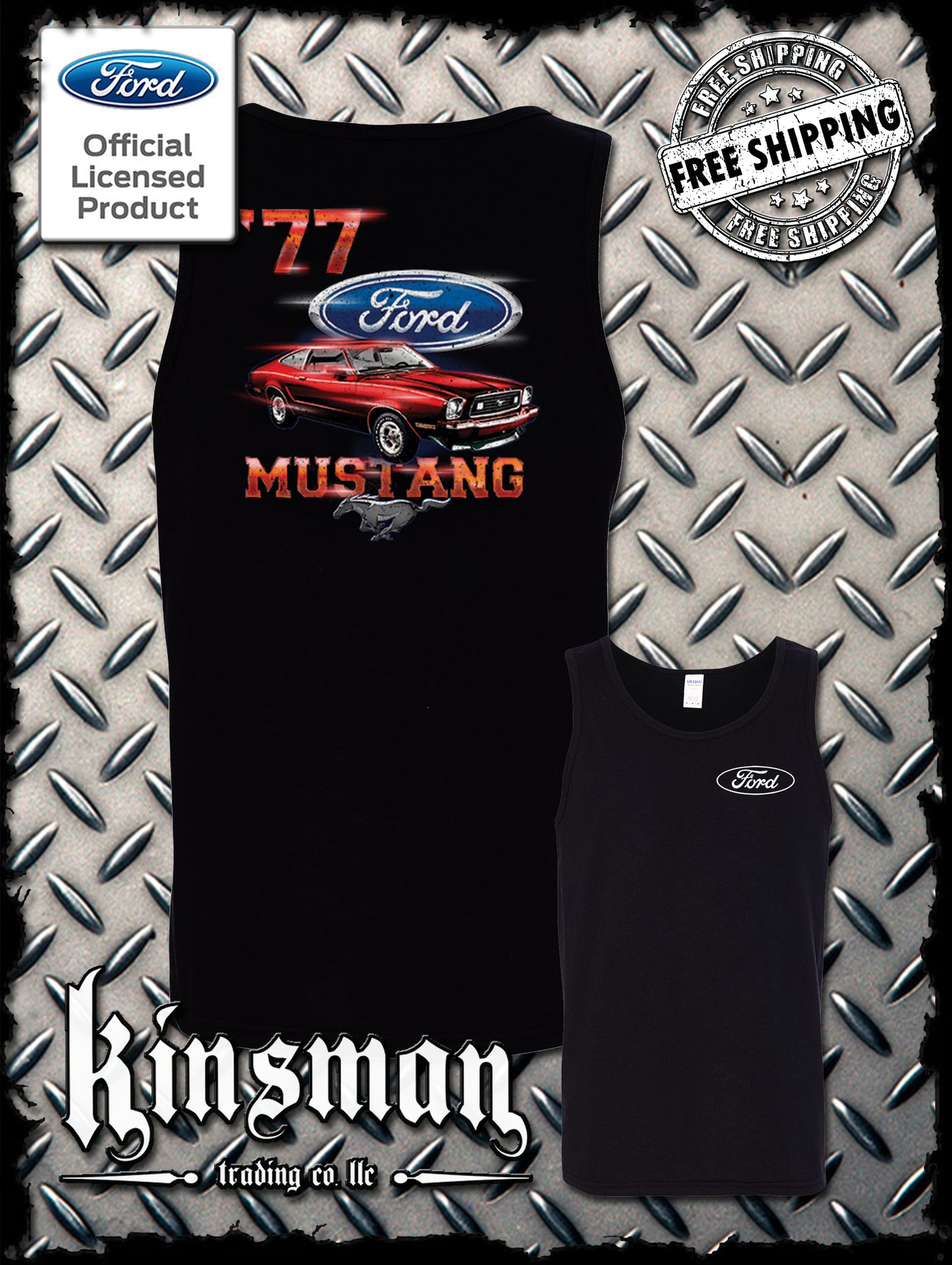 77 Mustang Ford 2-Sided Tank Top T-Shirt - Official Licensed Product