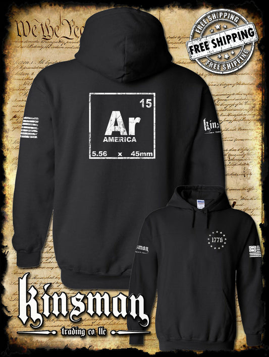 AR-15 Periodic Table Symbol 2-Sided Hoodie / 2nd Amendment Gun Rights