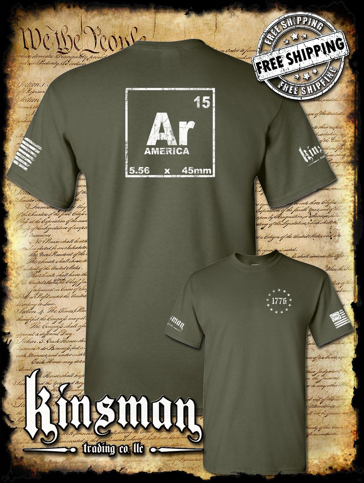 AR-15 Periodic Table Symbol 2-Sided T-Shirt / 2nd Amendment