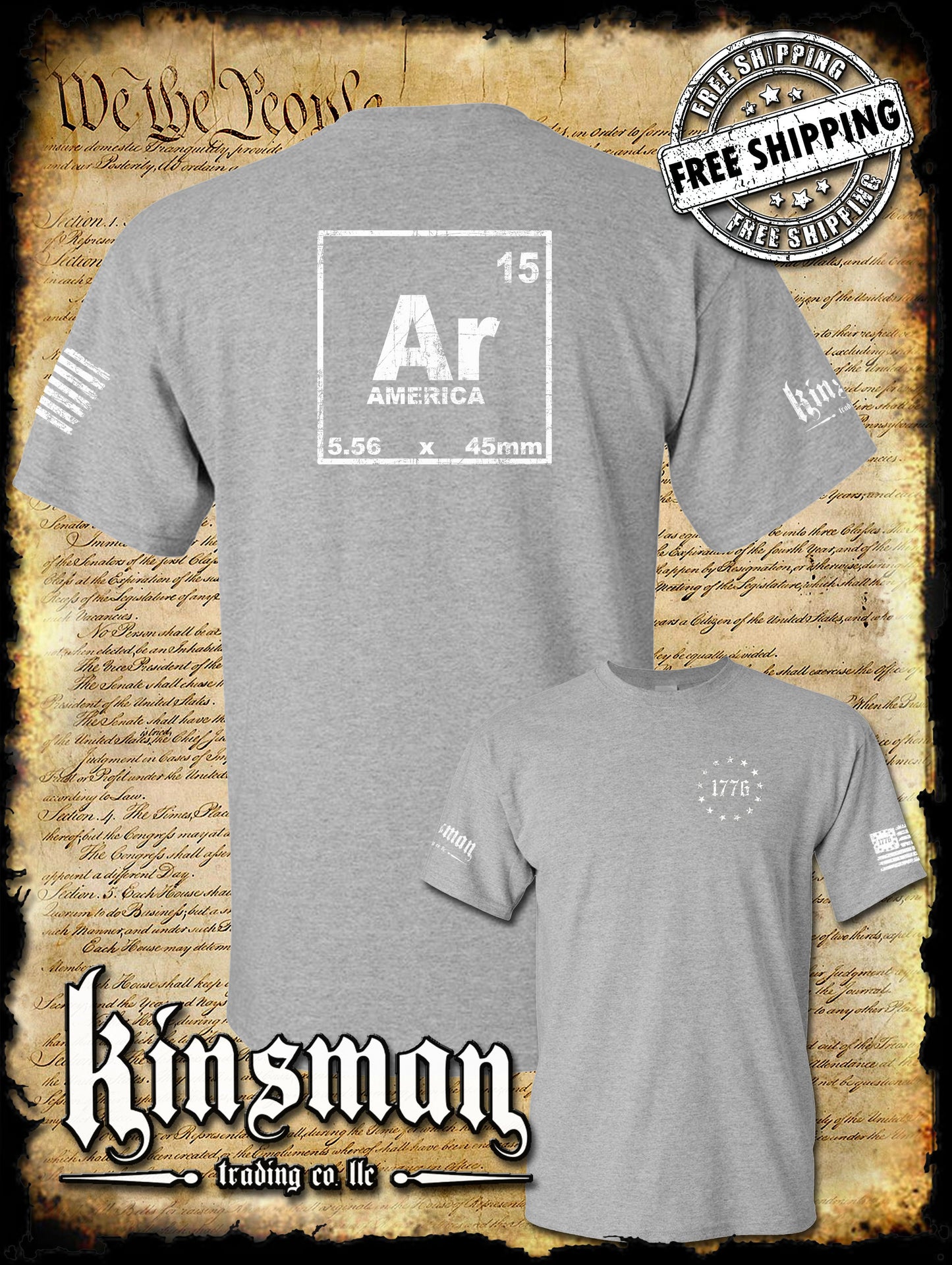 AR-15 Periodic Table Symbol 2-Sided T-Shirt / 2nd Amendment