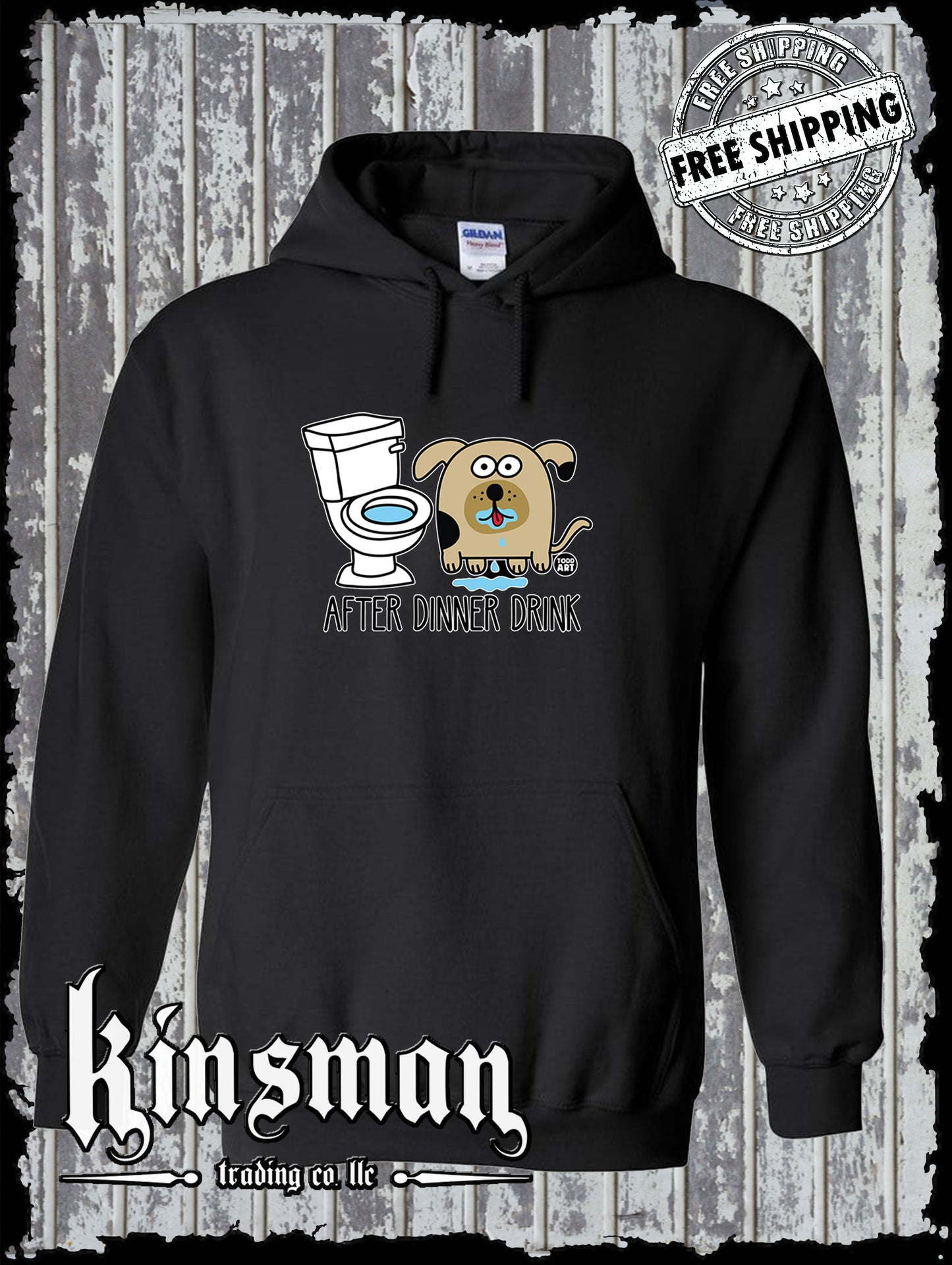 After Dinner Drink Funny Dog Toilet Water Hoodie Sweatshirt Todd Goldman Licensed