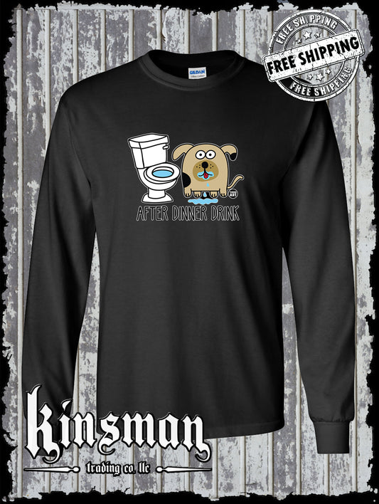 After Dinner Drink Funny Dog Toilet Water Long Sleeve T-Shirt Todd Goldman Licensed