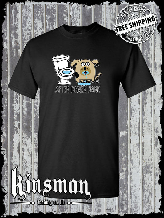 After Dinner Drink Funny Dog Toilet Water T-Shirt Todd Goldman Licensed