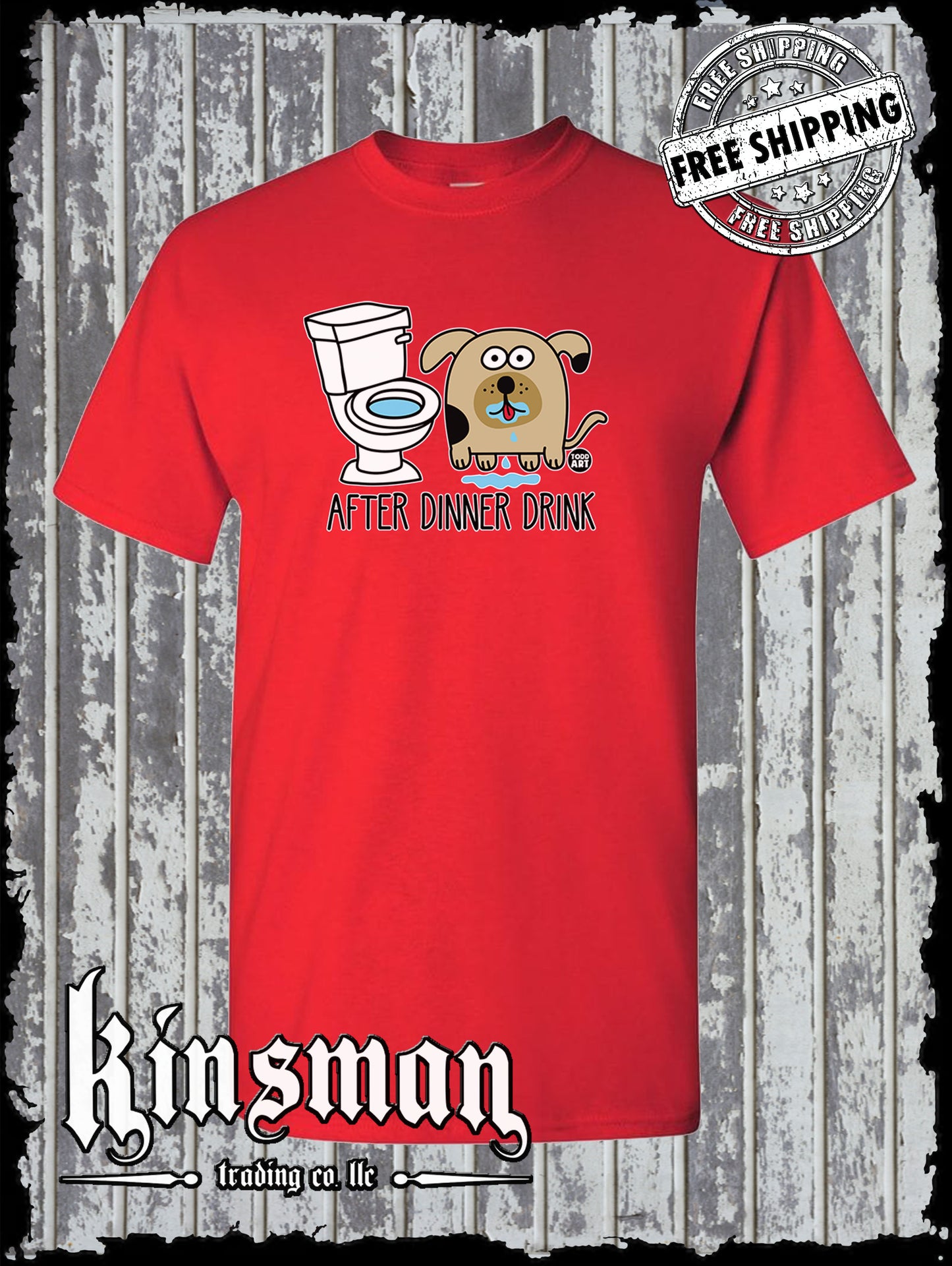 After Dinner Drink Funny Dog Toilet Water T-Shirt Todd Goldman Licensed