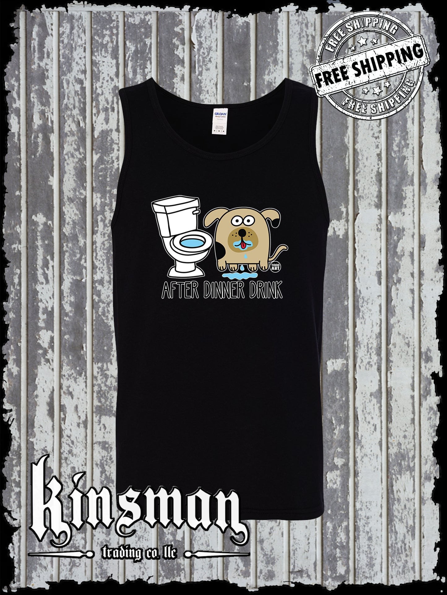 After Dinner Drink Funny Dog Toilet Water Tank Top T-Shirt Todd Goldman Licensed