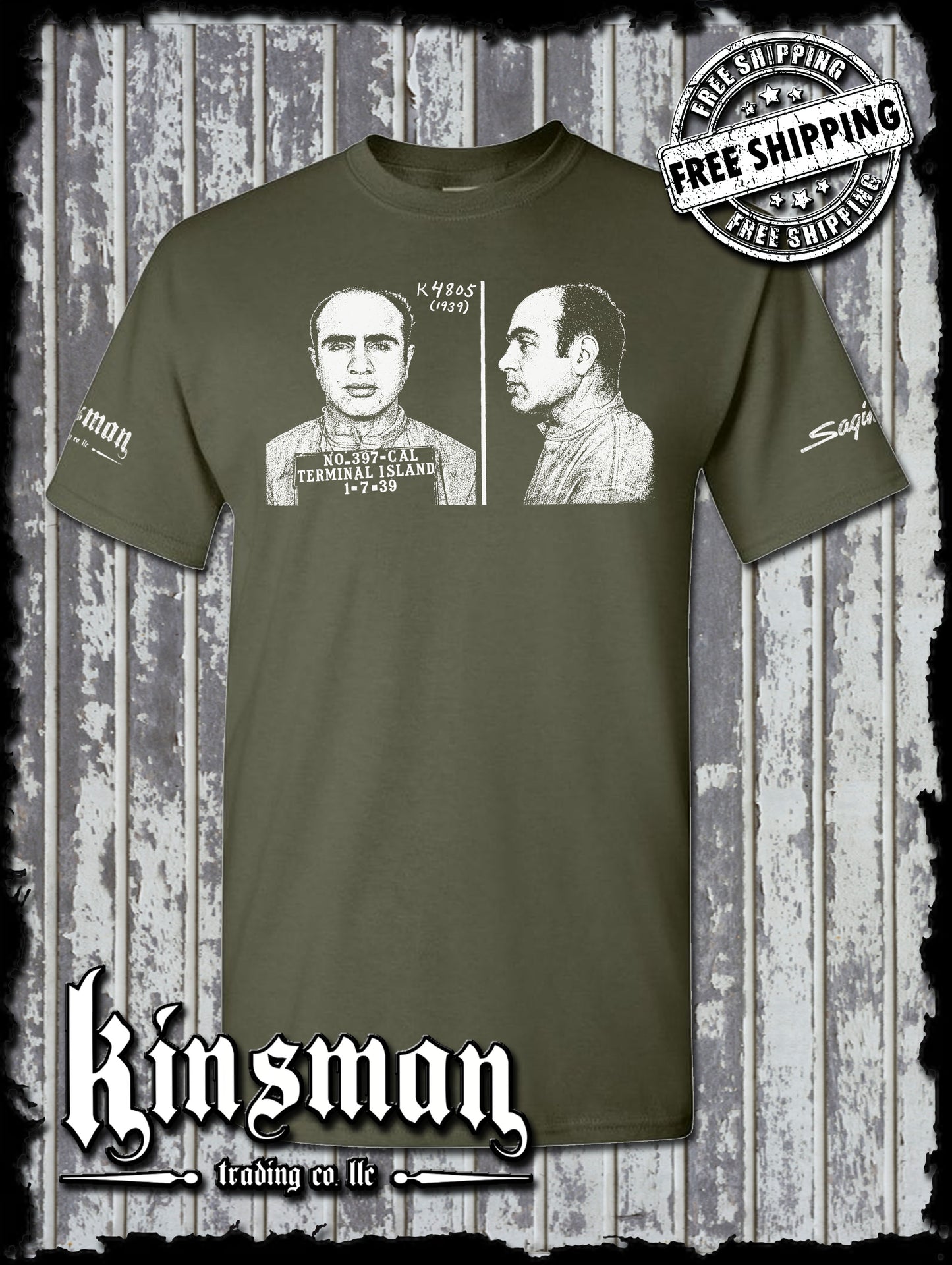 Al Capone 1939 Mug Shot T-Shirt Old School Gangster Mafia Mob