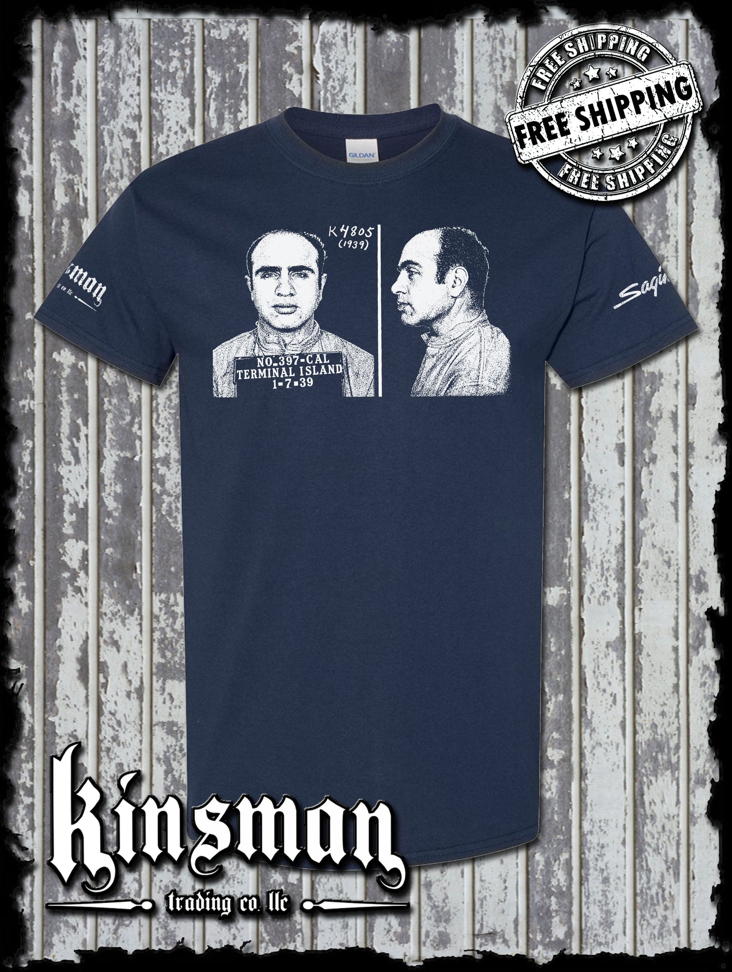 Al Capone 1939 Mug Shot T-Shirt Old School Gangster Mafia Mob
