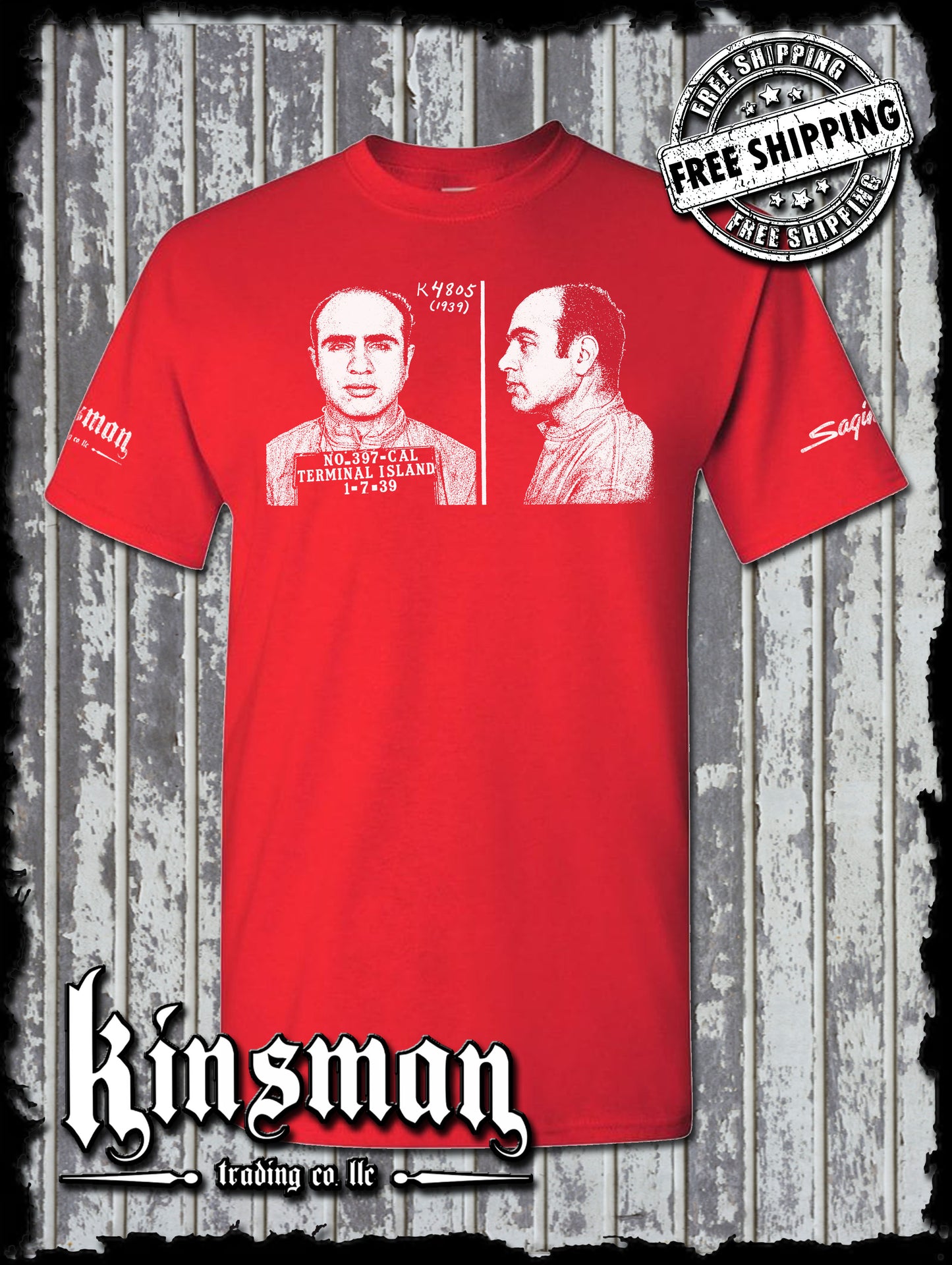 Al Capone 1939 Mug Shot T-Shirt Old School Gangster Mafia Mob