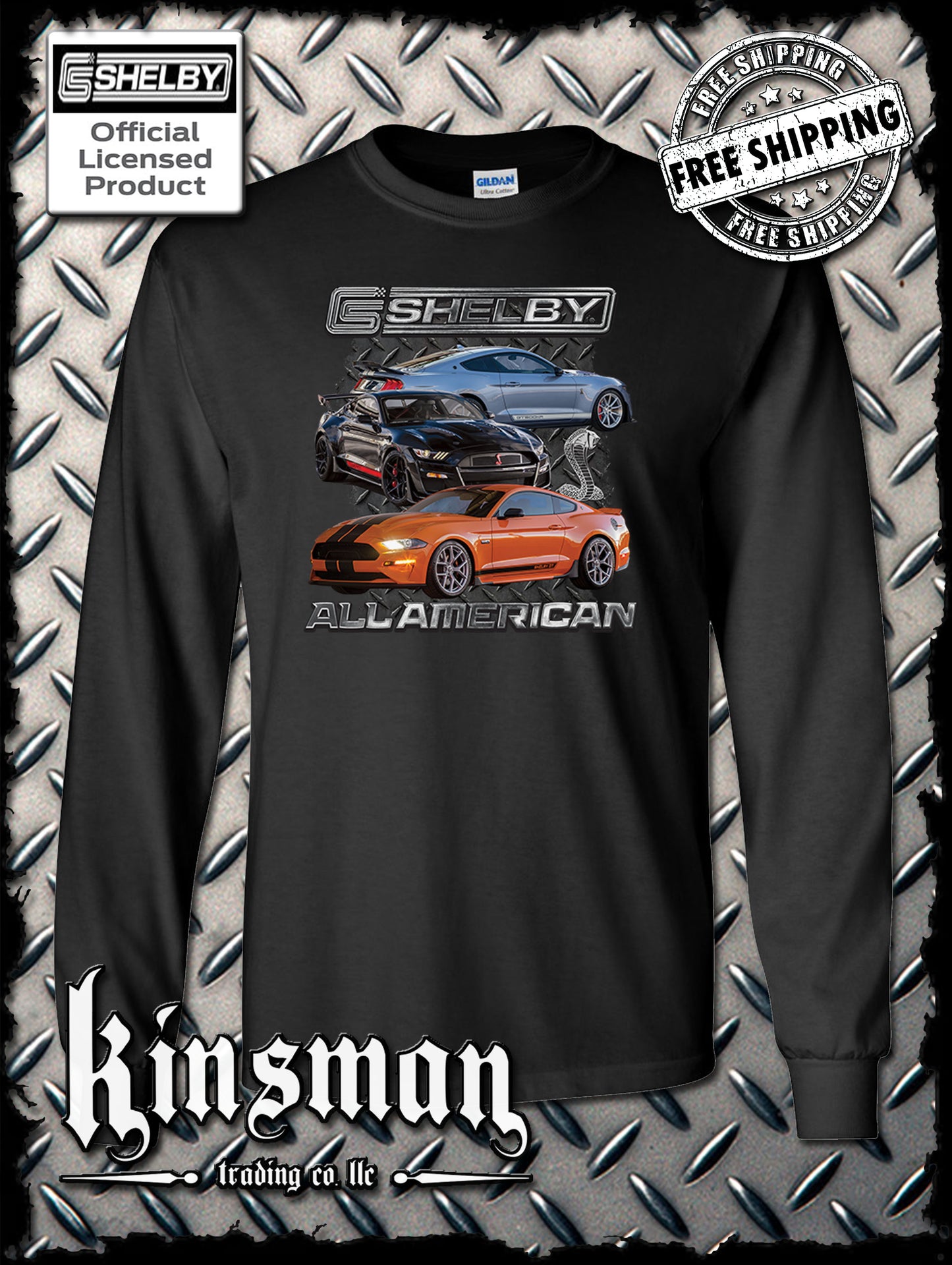 Carroll Shelby All American Long Sleeve T-Shirt Ford Mustang GT 500