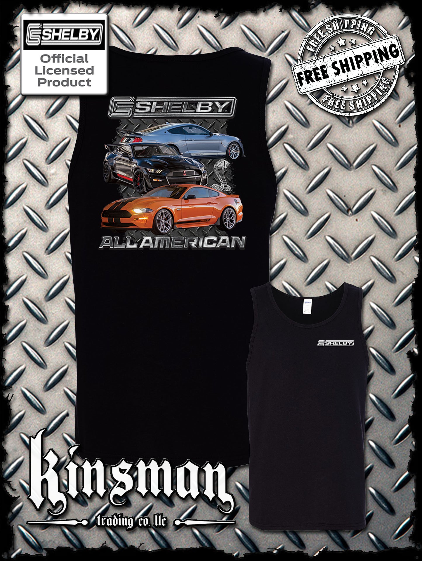 Carroll Shelby All American 2-Sided Tank Top T-Shirt Ford Mustang GT 500
