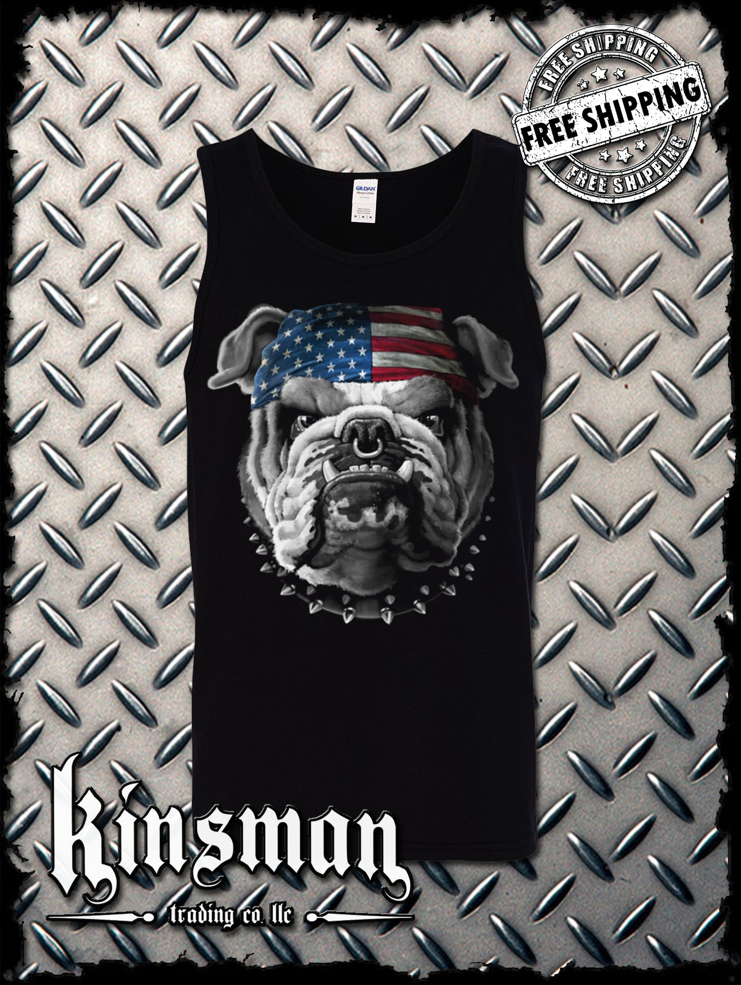 AMERICAN Bulldog Tank Top T-Shirt / USA Flag Patriotic Dogs of War Military