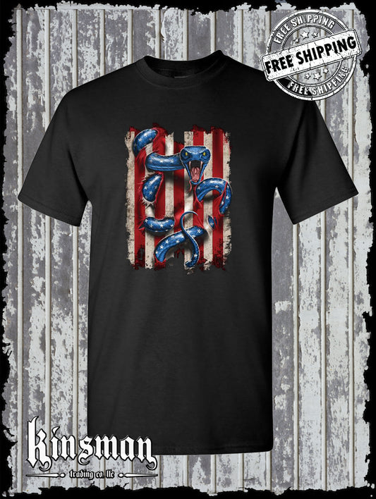 American Serpent T-Shirt / USA Flag 2nd Amendment Snake