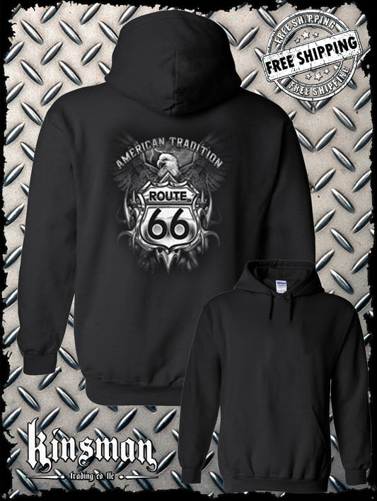 Route 66 American Tradition Eagle Hoodie / Sweatshirt Biker USA MC / Car Club
