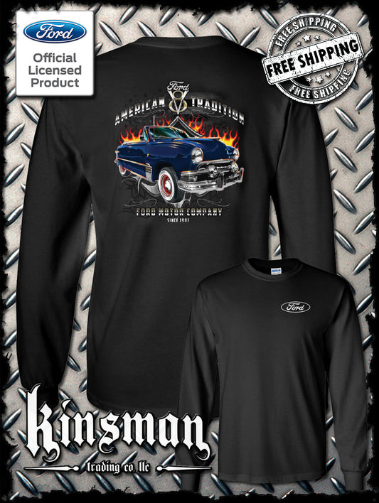 Ford Motor Company American Tradition Since 1903 Long Sleeve 2-Sided T-Shirt V8 Mustang F-150