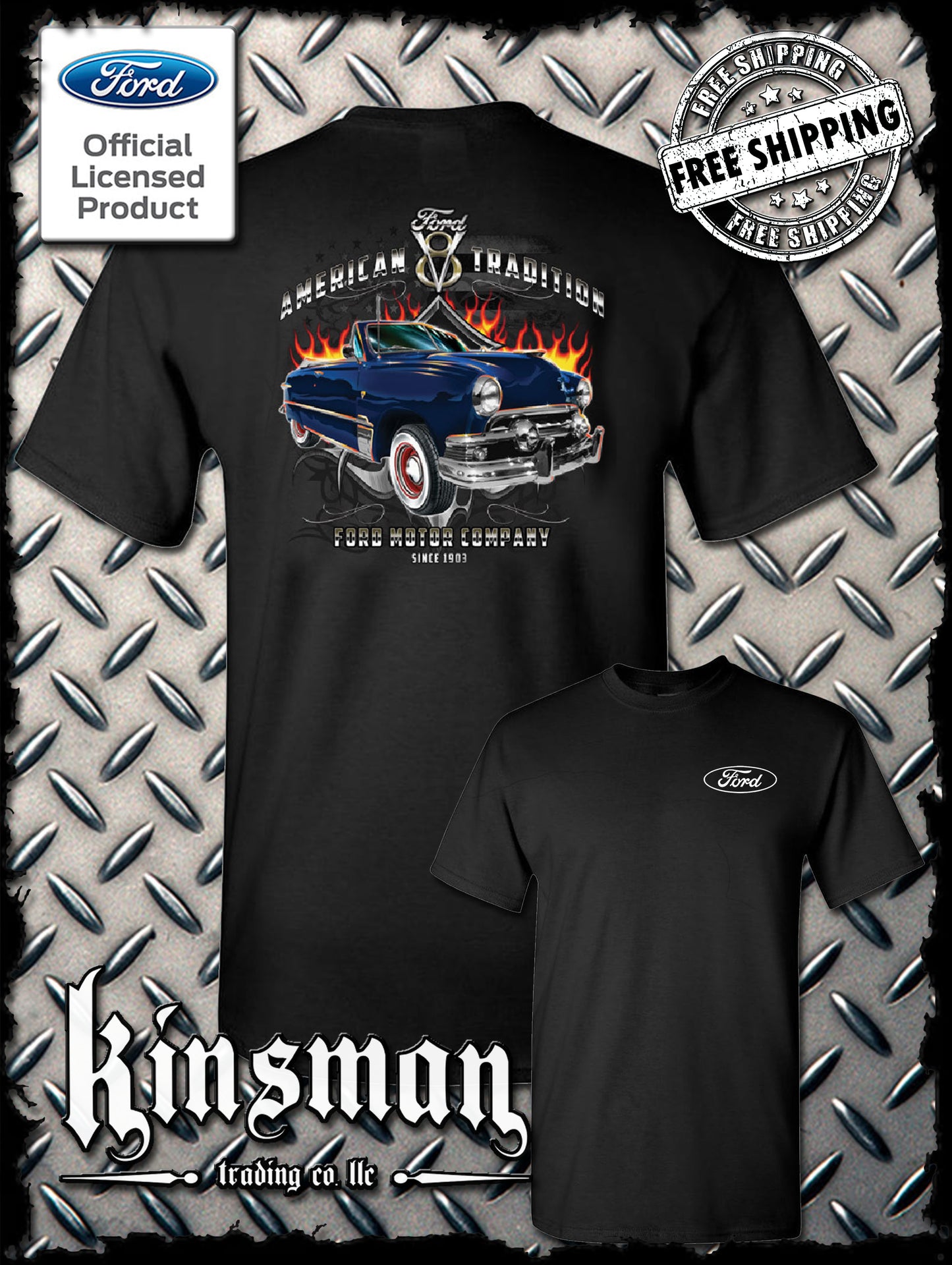 Ford Motor Company American Tradition Since 1903 2-Sided T-Shirt V8 Mustang F-150