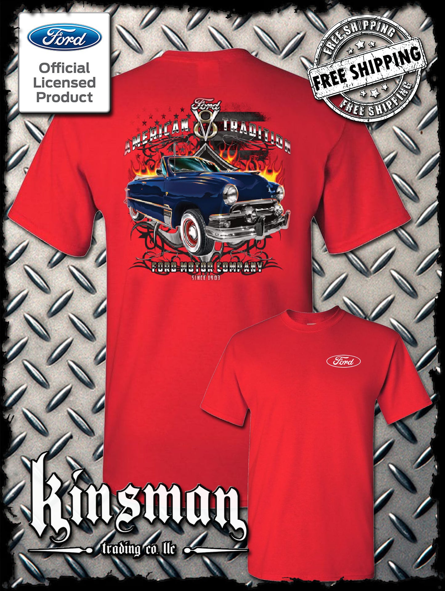 Ford Motor Company American Tradition Since 1903 2-Sided T-Shirt V8 Mustang F-150