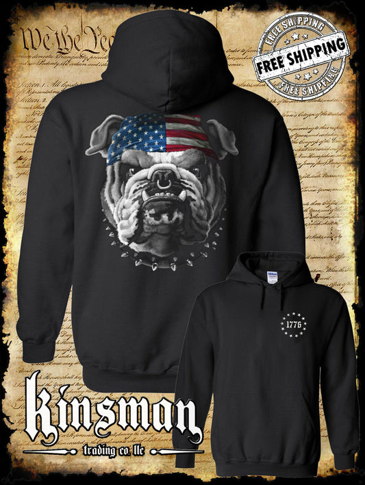 AMERICAN Bulldog Hoodie / Sweatshirt USA Flag Patriotic Dogs of War Military Army Freedom