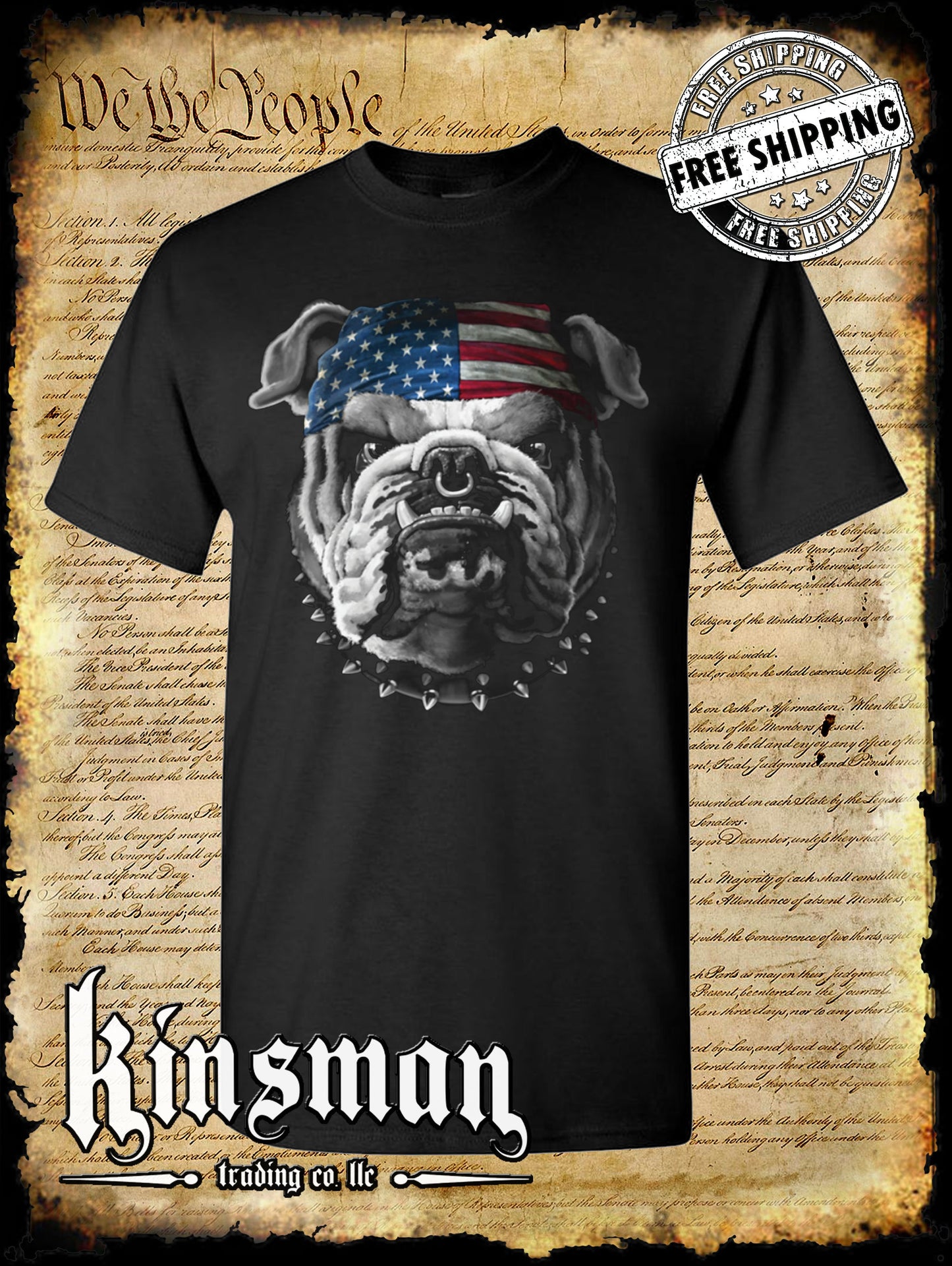 AMERICAN Bulldog T-Shirt / USA Flag Patriotic Dogs of War Military Army Freedom