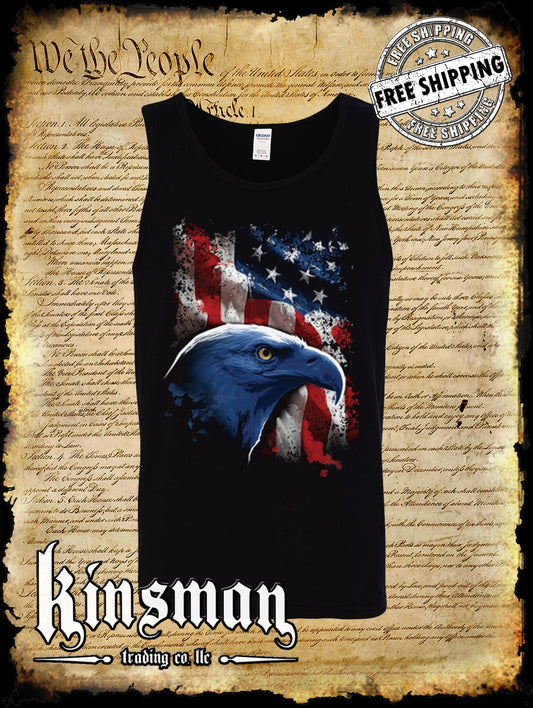 American Icon Bald Eagle Tank Top T-Shirt - American Flag 4th of July Patriot