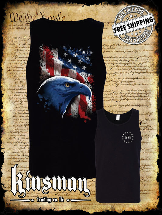 American Icon Bald Eagle 2-Sided Tank Top T-Shirt - American Flag 4th of July Patriot