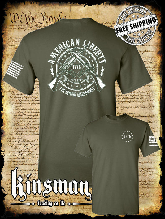 American Liberty 2nd Amendment AR-15 2-Sided T-Shirt - 1776 USA 2A Live Free