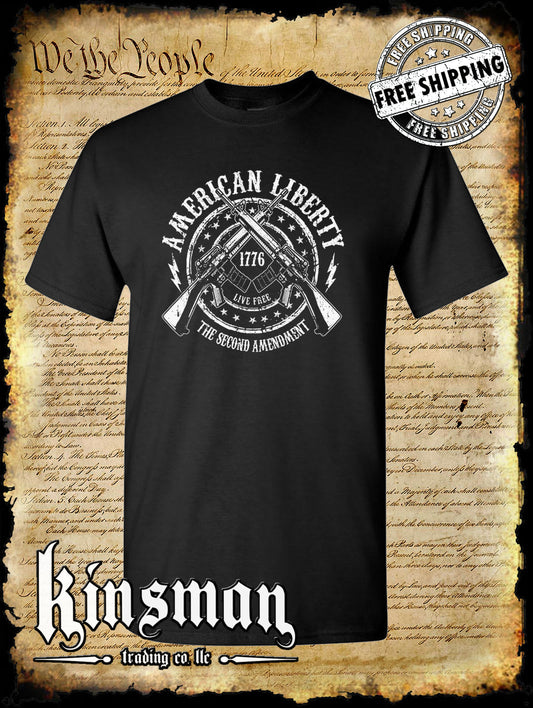 American Liberty 2nd Amendment AR-15 T-Shirt - 1776 USA 2A Live Free
