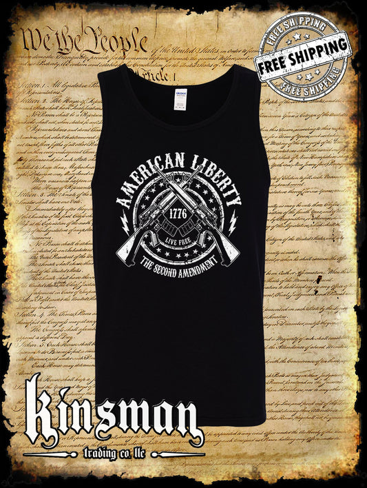 American Liberty 2nd Amendment Tank Top T-Shirt - 1776 Pro-Gun AR-15 Live Free