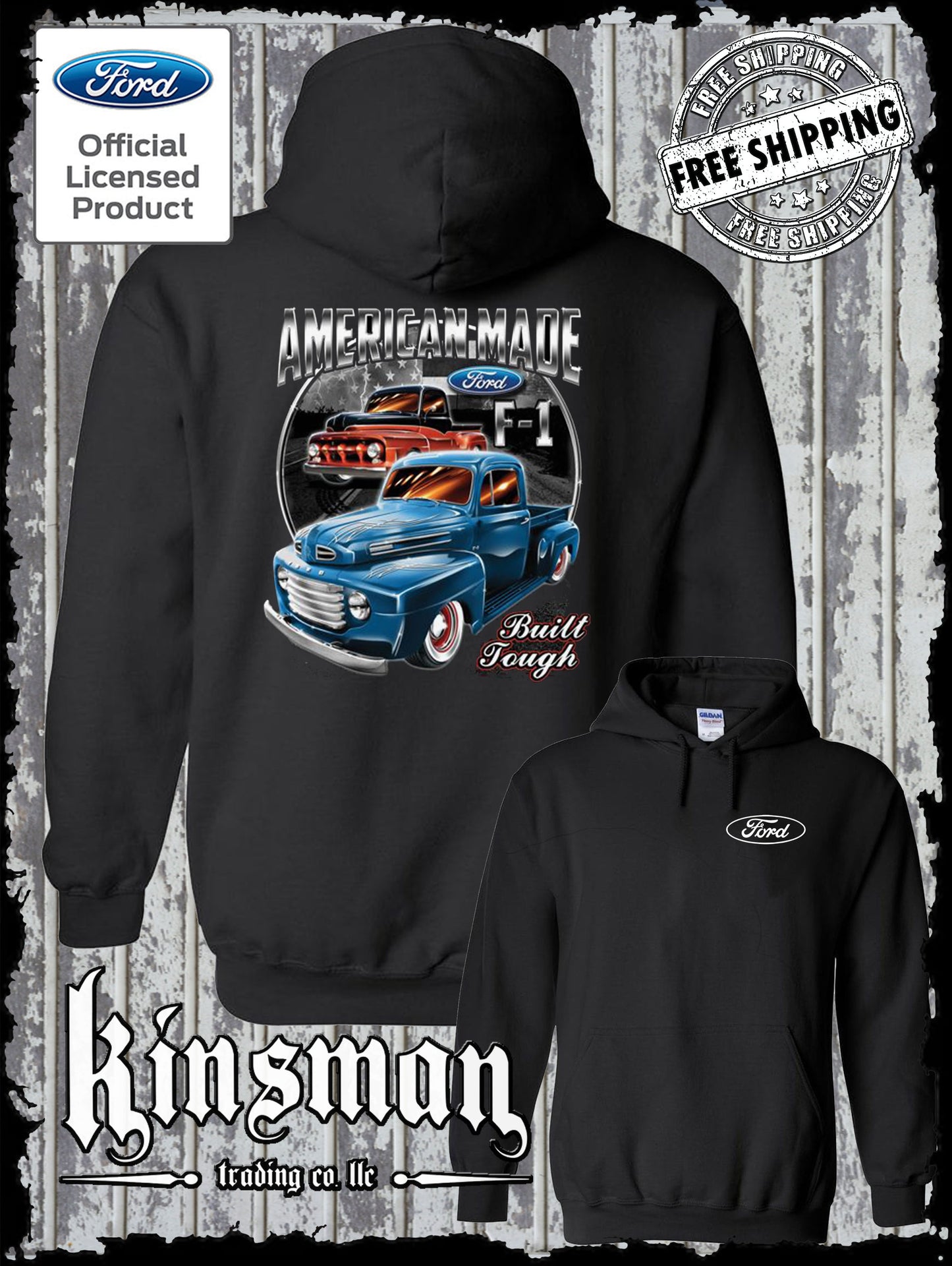 American Made FORD F1 Pick Up Truck 2-Sided Hoodie / Sweatshirt