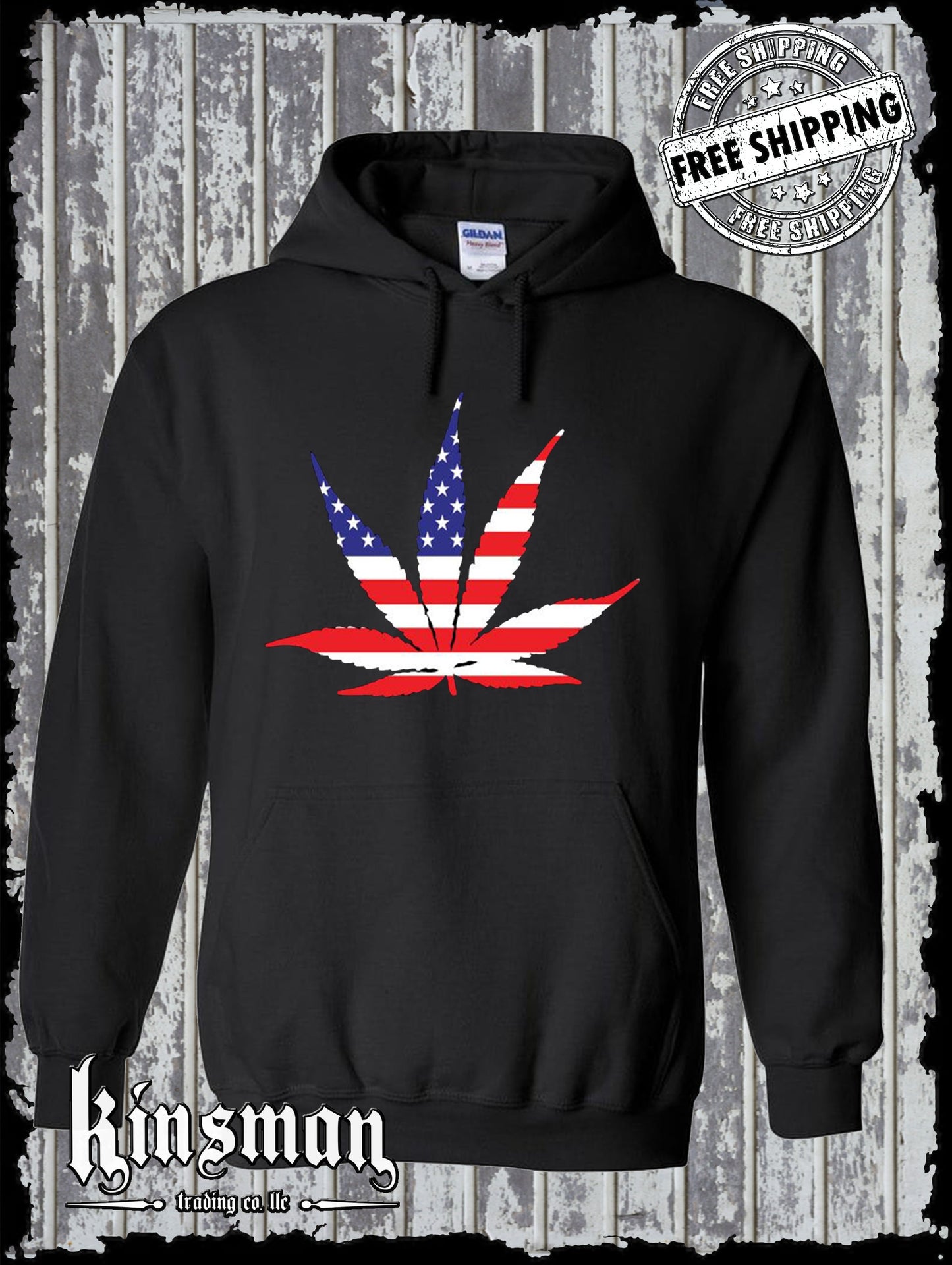 American Flag Pot Leaf USA Hoodie / Sweatshirt Marijuana Cannabis 420