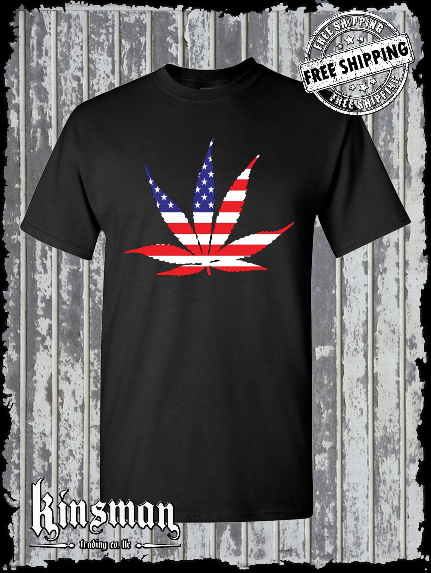 American Flag Pot Leaf USA T-Shirt Marijuana Cannabis 420